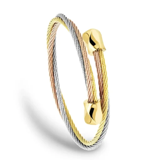 Charriol Bracelets<Celtic Bangle Triquetra Yellow Rose Light Grey