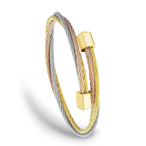 Charriol Bracelets<Celtic Bangle Triquetra Yellow Rose Light Grey