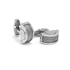 Charriol Cufflinks<Celtic® Semicircle Cufflinks |Steel|Black