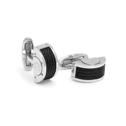 Charriol Cufflinks<Celtic® Semicircle Cufflinks |Steel|Black