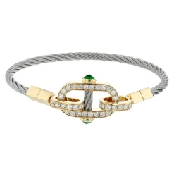 Charriol Bracelets|Bracelets<St Tropez® Mariner Bangle 18KT Emeralds Steel