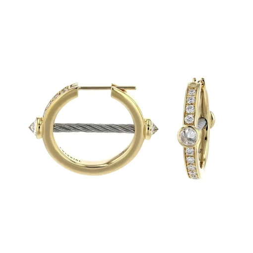 Charriol Earrings|Earrings<St Tropez® Mariner Earrings 18KT Diamonds Steel