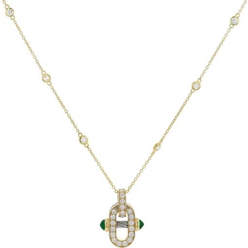 Charriol Necklaces|Necklaces<St Tropez® Mariner Necklace 18KT Emeralds Steel