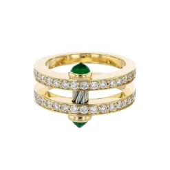 Charriol Rings|Rings<St Tropez® Mariner Ring 18KT Emerals Steel