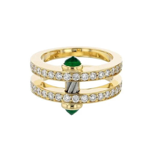 Charriol Rings|Rings<St Tropez® Mariner Ring 18KT Emerals Steel