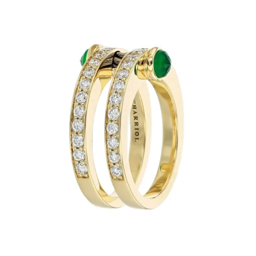 Charriol Rings|Rings<St Tropez® Mariner Ring 18KT Emerals Steel