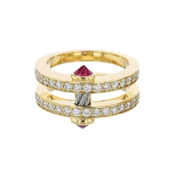 Charriol Rings|Rings<St Tropez® Mariner Ring 18KT Rubis Steel