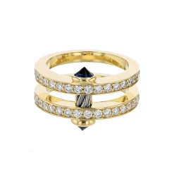 Charriol Rings|Rings<St Tropez® Mariner Ring 18KT Sapphires Steel